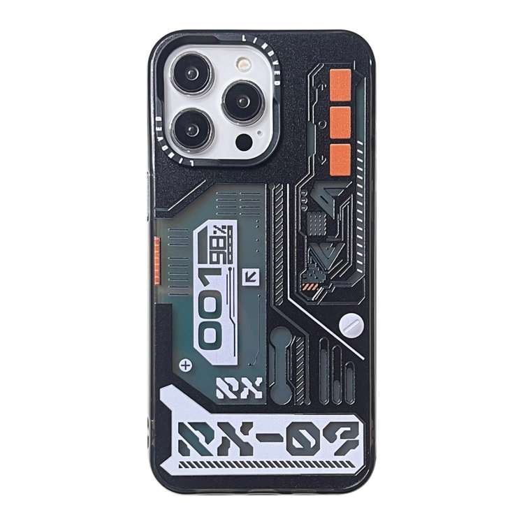 For iPhone 15 Pro Max Mecha Circuit Board Pattern Phone Case(Black)