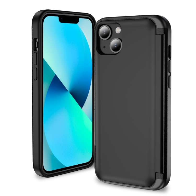 For iPhone 13 3 in 1 Flip Holder Phone Case(Black)
