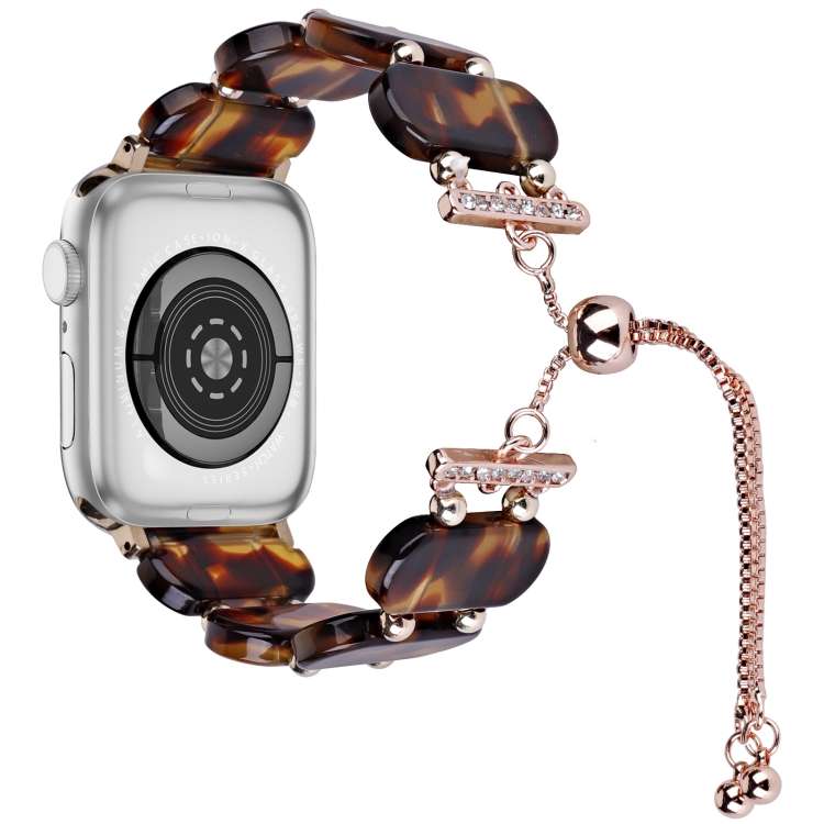 For Apple Watch Series 4 40mm Resin Retractable Chain Watch Band(Tortoiseshell)