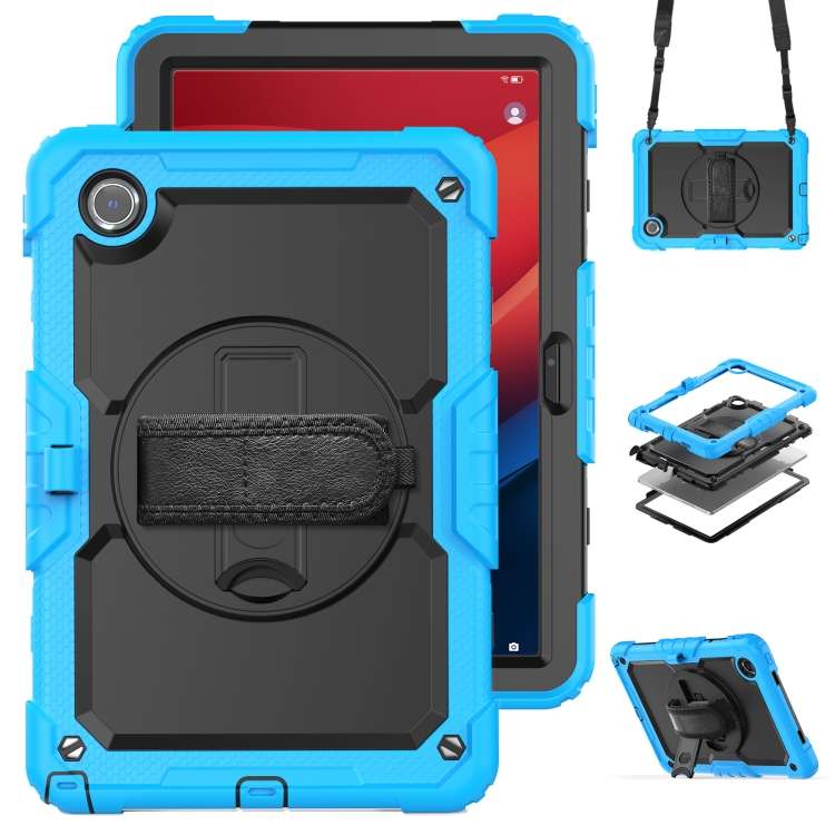 For Lenovo Tab M11 /Xiaoxin Pad 2024 Silicone Hybrid PC Tablet Case with Shoulder Strap(Light Blue B