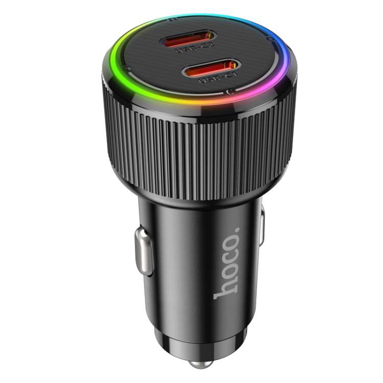hoco NZ14B Guerrero PD50W Dual Type-C Port Car Charger(Black)