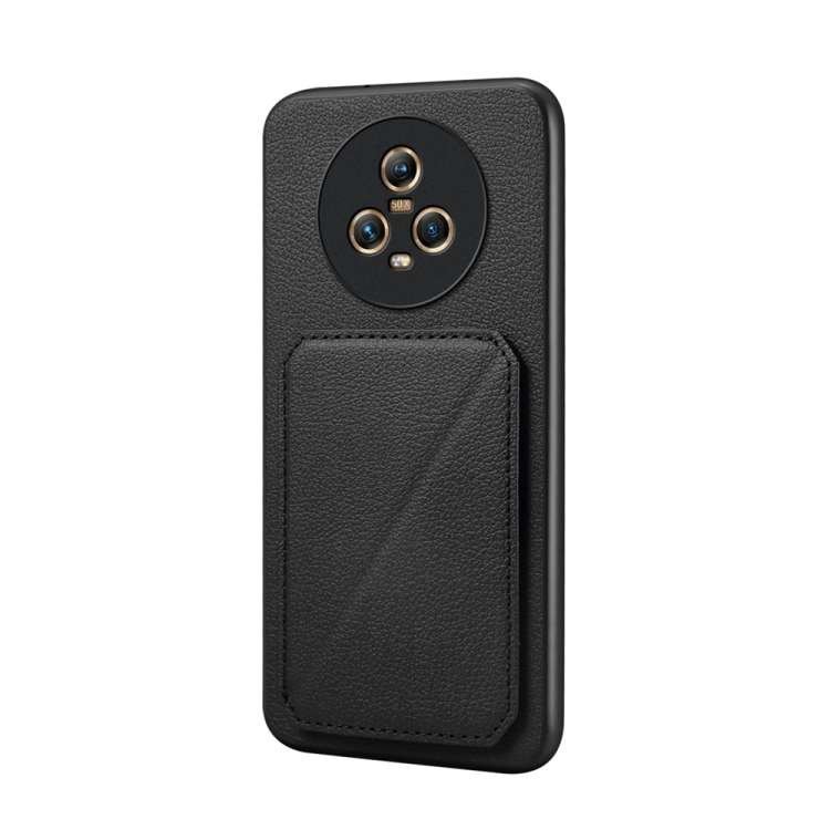 For Honor Magic5 5G D04 Calf Texture Dual Card Slot Holder Phone Case(Black)