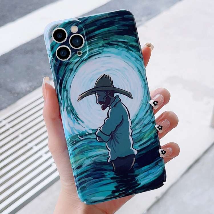 For iPhone 15 Pro Precise Hole Oil Painting Pattern PC Phone Case(Thinker)