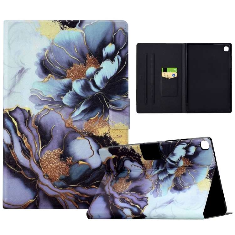 For Samsung Galaxy Tab A7 2020 T500 Voltage Painted Smart Leather Tablet Case(Peony)