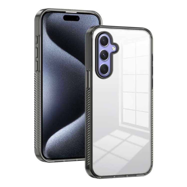 For Samsung Galaxy A55 5G 2.5mm Anti-slip Clear Acrylic Hybrid TPU Phone Case(Black)