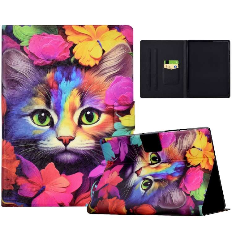 For Amazon Kindle Paperwhite 5 2021 Voltage Painted Smart Leather Tablet Case(Rose Cat)