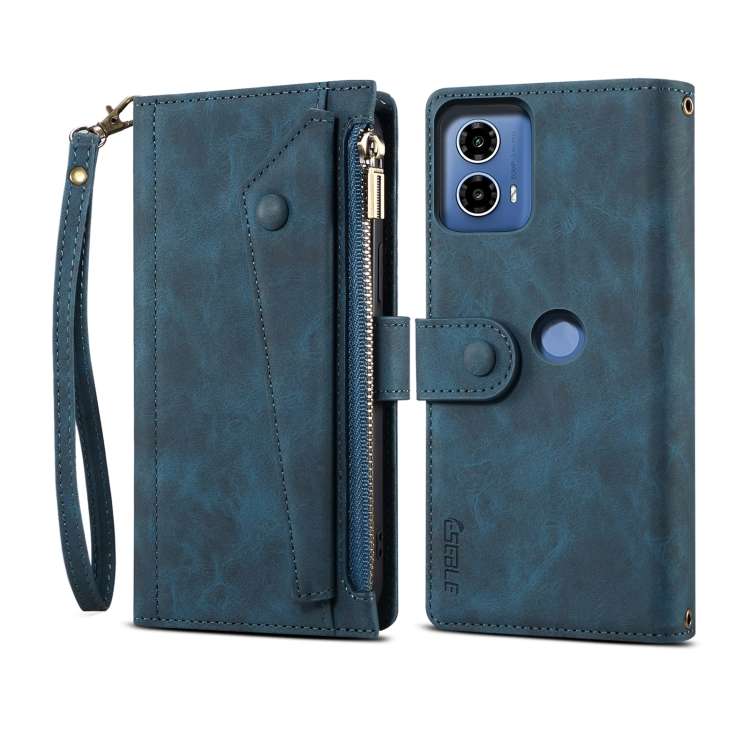 For Motorola Moto G04 / G24 ESEBLE Retro Frosted RFID Leather Phone Case(Dark Green)