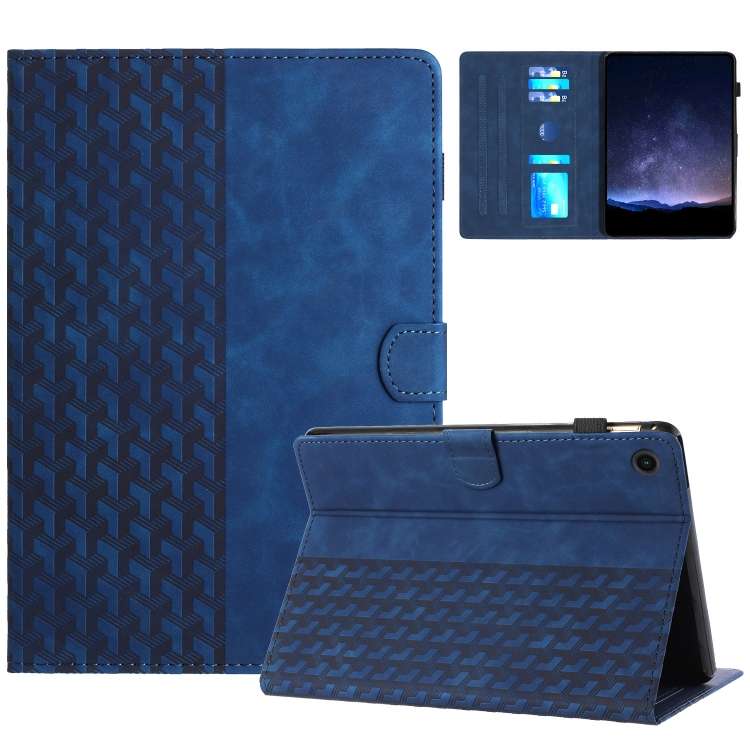 For Lenovo Tab M10 Plus 3rd Gen Building Blocks Embossed Leather Smart Tablet Case(Blue)