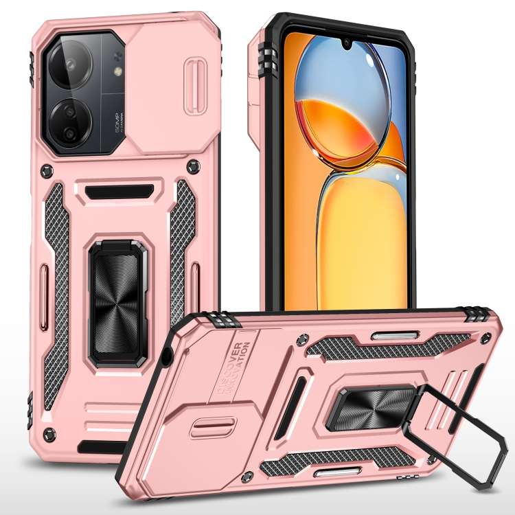 For Xiaomi Redmi Note 13 Pro 4G Armor PC + TPU Camera Shield Phone Case(Rose Gold)