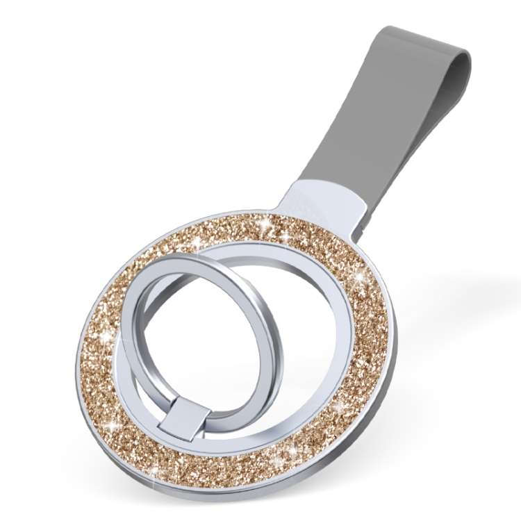 Glitter Magnetic Ring Buckle Holder(Pink Gold + Grey)