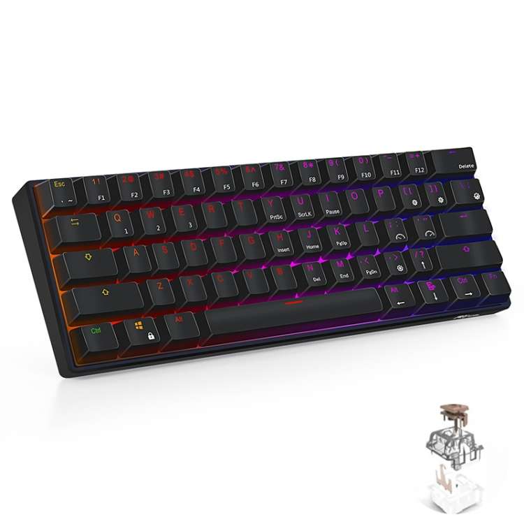 RK61 61 Keys Bluetooth / 2.4G Wireless / USB Wired Three Modes Brown Switch Tablet Mobile Gaming Mec
