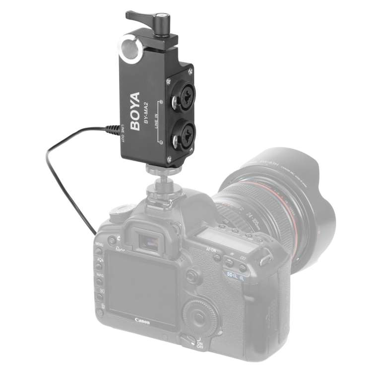 BOYA BY-MA2 Dual-Channel XLR Audio Mixer with 6.35mm input & 3.5mm Jack for DSLR Cameras (Black)