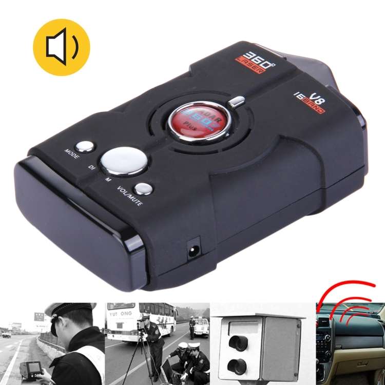 V8 Black 180 Degrees Full-Band Scanning Advanced Radar Detectors and Laser Defense Systems, Built-in