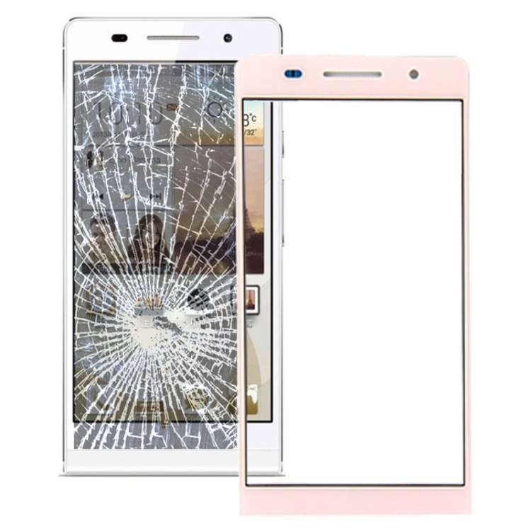 Front Screen Outer Glass Lens for Huawei Ascend P6(Pink)