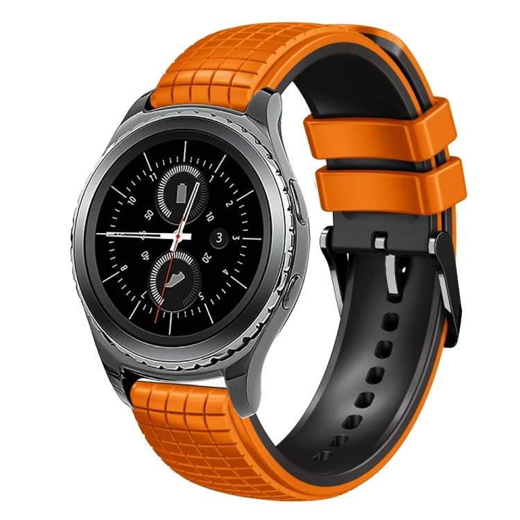 For Samsung Watch Gear S2 Classic 20mm Mesh Two Color Silicone Watch Band(Orange Black)