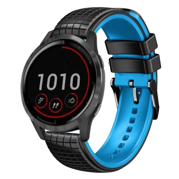 For Garmin Vivoactive 4 22mm Mesh Two Color Silicone Watch Band(Black Lime)