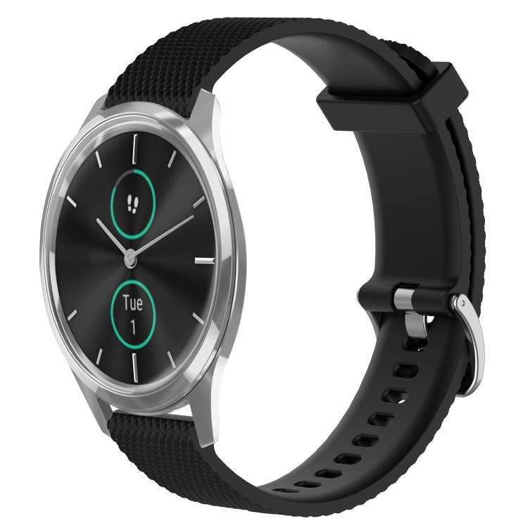 For Garmin VivoMove Luxe 20mm Diamond Textured Silicone Watch Band(Black)