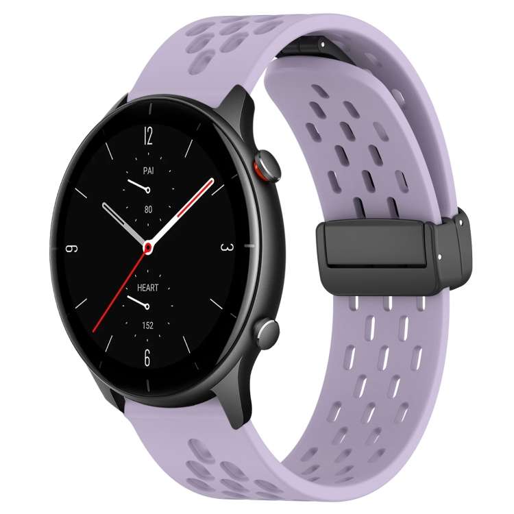 For Amazfit GTR 2e 22mm Folding Magnetic Clasp Silicone Watch Band(Purple)