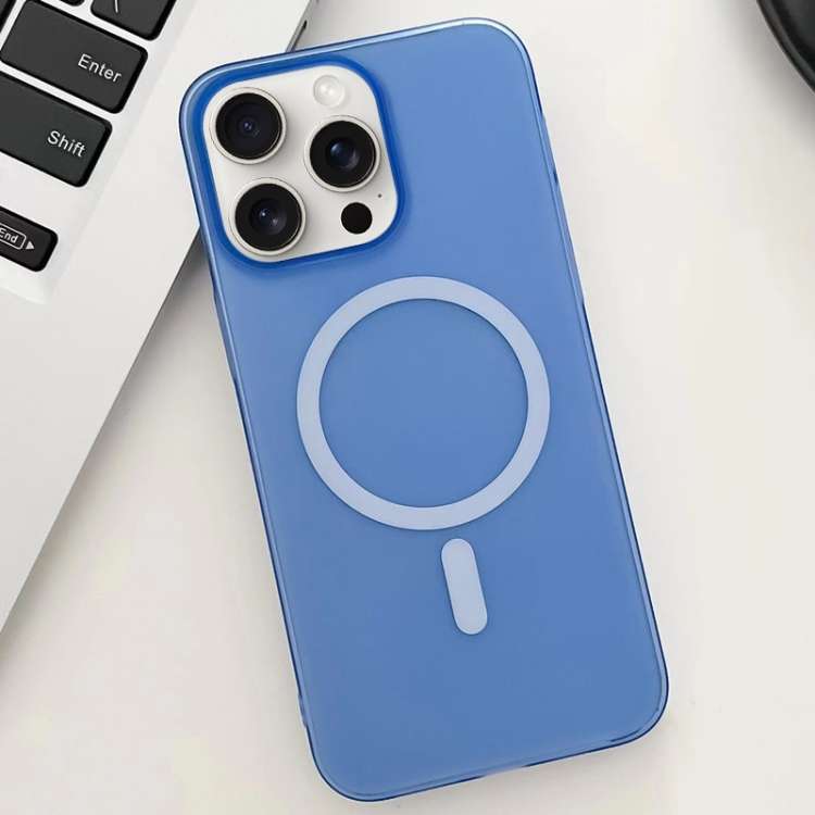 For iPhone 15 Pro Max Ice Fog MagSafe PC Phone Case(Blue)