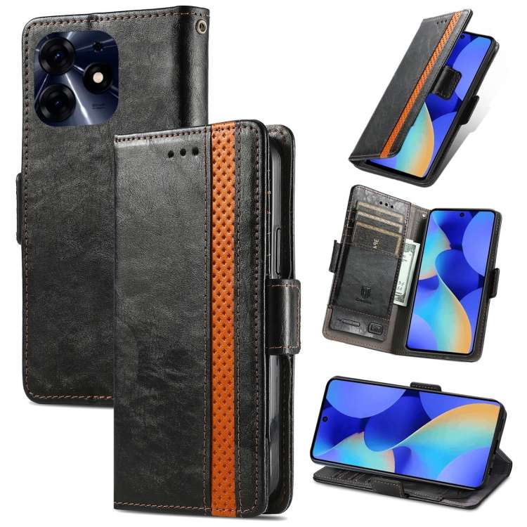 For Tecno Spark 10 Pro CaseNeo Splicing Dual Magnetic Buckle Leather Phone Case(Black)