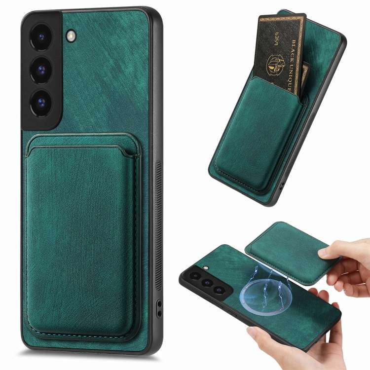 For Samsung Galaxy S22+ 5G Retro Leather Card Bag Magnetic Phone Case(Green)