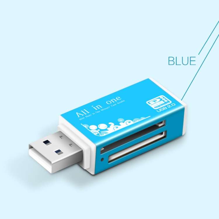 Multi in 1 Memory SD Card Reader for Memory Stick Pro Duo Micro SD,TF,M2,MMC,SDHC MS Card(Blue)