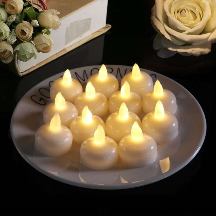 12 PCS  Waterproof Candles SPA Shower Water Decorative Candle Lights LED Floating Candles(Warm White
