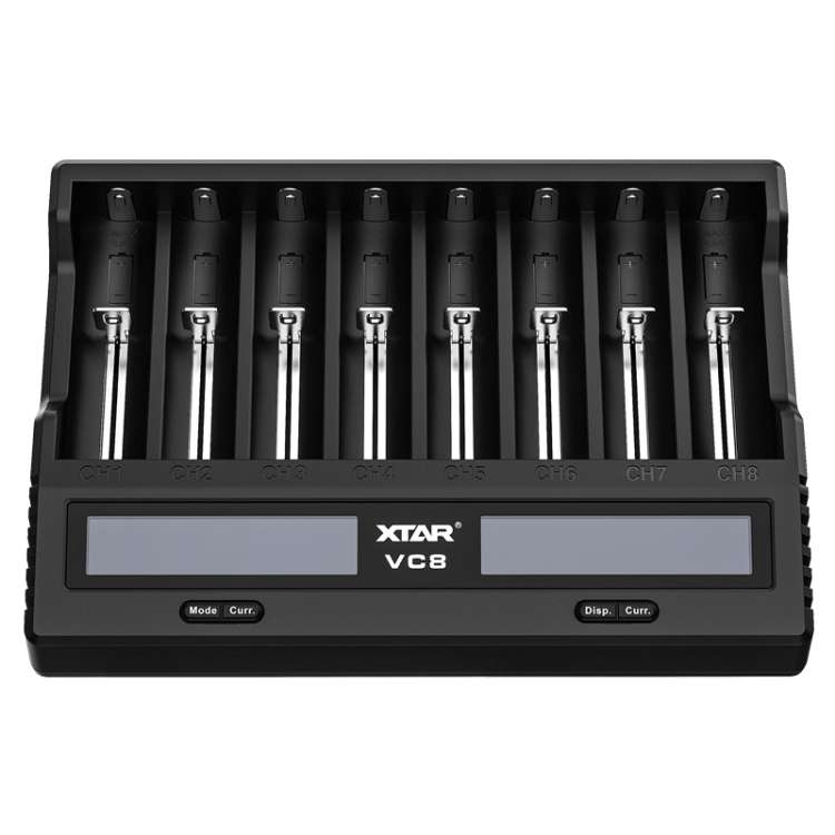 XTAR 8-Slot Battery Charger LCD Display Charger QC3.0 Type C Fast Charger for 21700 / 18650 Battery,