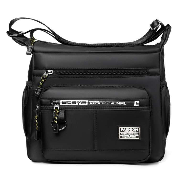 Multi-Pocket Men Oxford Cloth Shoulder Bag Large Capacity Casual Messenger Bag(Square Card Black)