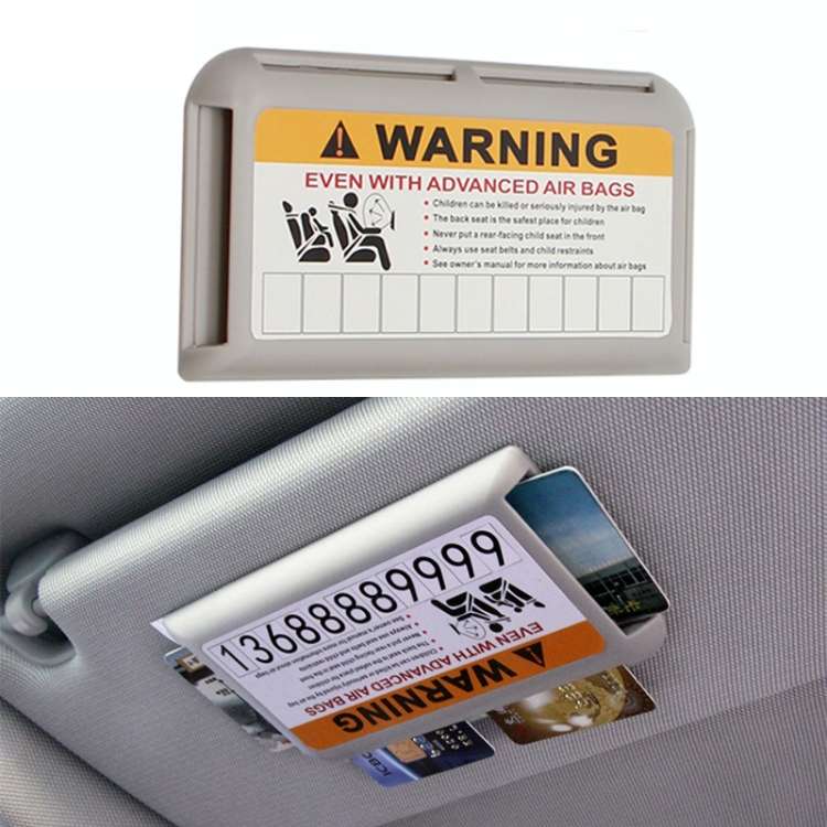 Car Sun Visor Card Holder Pass Fuel Card Holder Parking Number Card(Gray Bagged)