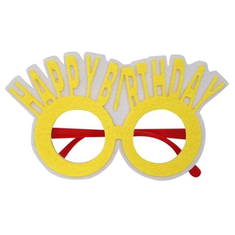 2 PCS Funny Glasses Birthday Party Cartoon Decoration Photo Props, Shape: Yellow Letters