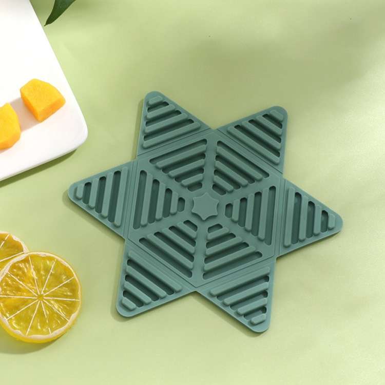 Folding Pot Cushion Silicon Tea Cup Insulation Pad House Table Non-slip Place Mats(Green)