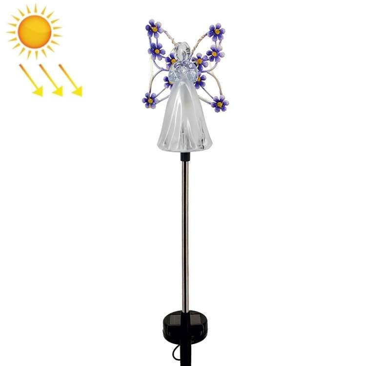 Solar Angel Garden Light Outdoor Decoration Patio Garden Ground Plug Light(Purple)