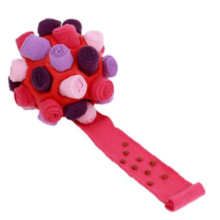 DM202206 Pet Sniffing Ball Dog Hidden Food Rubber Ball Sniffing Educational Toys(Pink Purple)