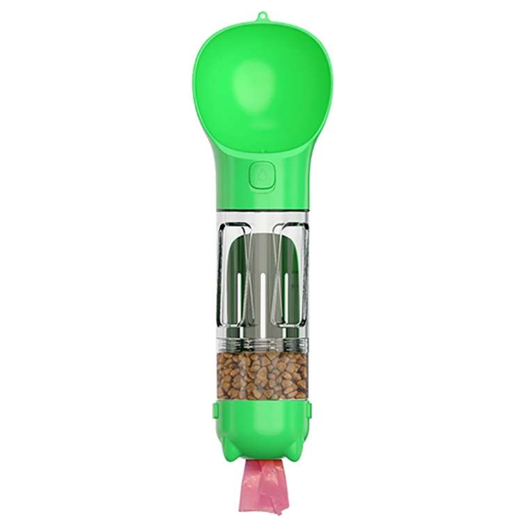 3 in 1 Leakproof Outdoor Dog Water Fountain Portable Pet Drinking Bottle, Size: 300ml+Food Box(Green