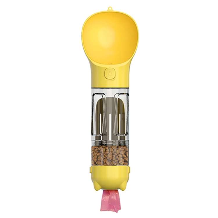 3 in 1 Leakproof Outdoor Dog Water Fountain Portable Pet Drinking Bottle, Size: 300ml+Food Box(Yello
