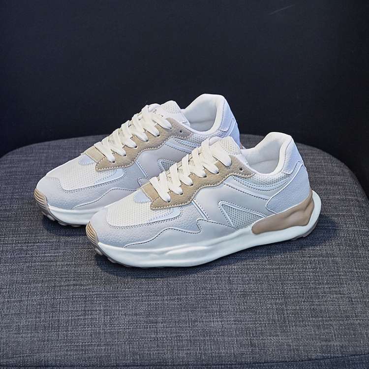 LY-982 Breathable and Comfortable Running Shoes PU Stitching Mesh Casual Shoes, Size: 36(Beige)