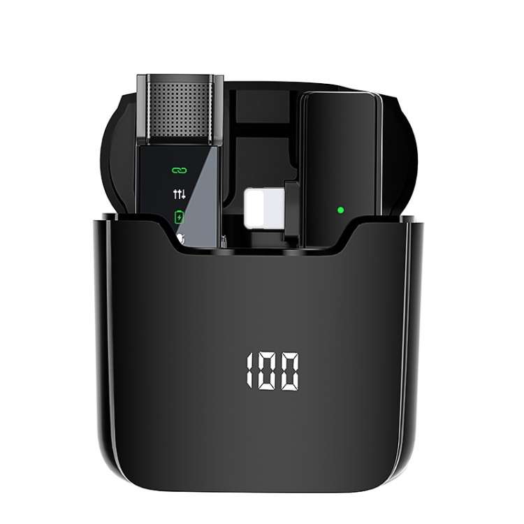 S16 One To One Black Digital Display Wireless Lavalier Microphone With Charging Compartment,Spec: 8