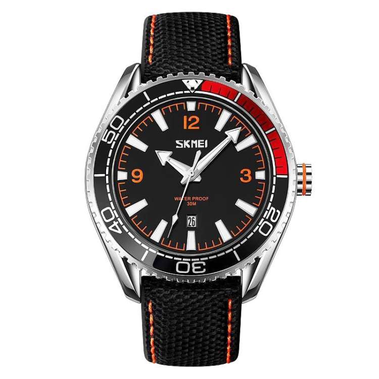 SKMEI 9291 Rotatable Dial Men Watch Outdoor Casual Business Waterproof Quartz Watch(Orange)