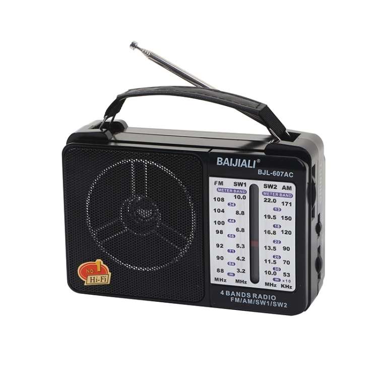 BAIJIALI BJL-607AC Full Band Multi-functional Retro Radios Big Voice Radio(Black)