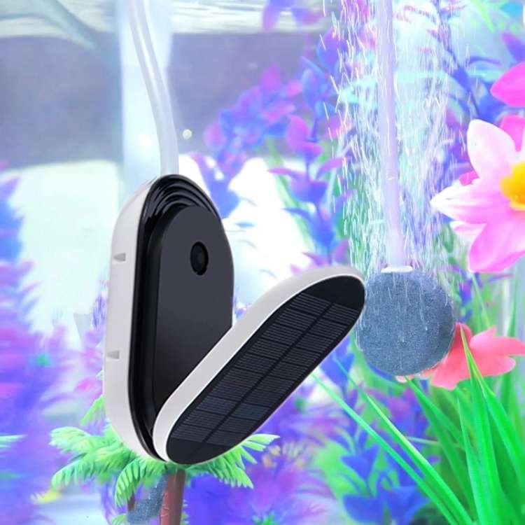 Outdoor Portable Solar Oxygen Pump Aquarium Flip Cover Solar Oxygen Pump(Black)