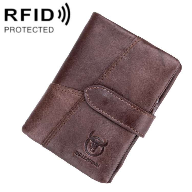 BULL CAPTAIN 01 RFID Anti-theft Multifunctional Cowhide Vertical Detachable Men Wallet(Coffee)