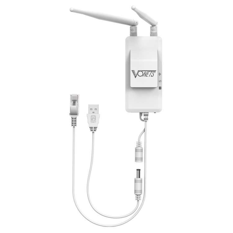 VONETS VAP11S-5G Mini Wireless Bridge 900Mbp WiFi Repeater with 2 Antennas & Fan (White)