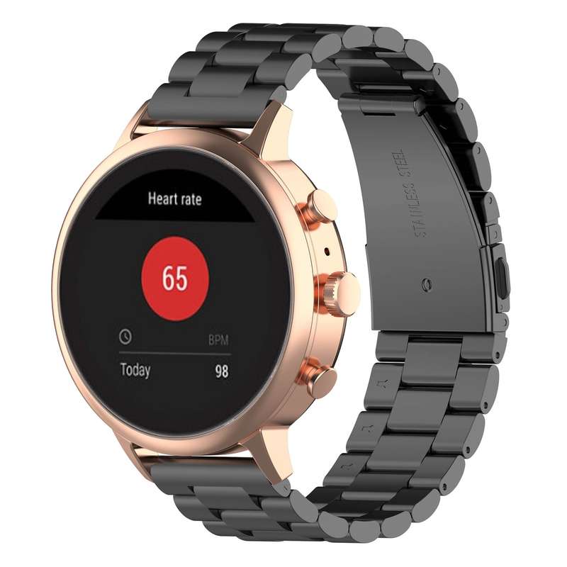 18mm Steel Wrist Strap Watch Band for Fossil Female Sport / Charter HR / Gen 4 Q Venture HR (Rose Go