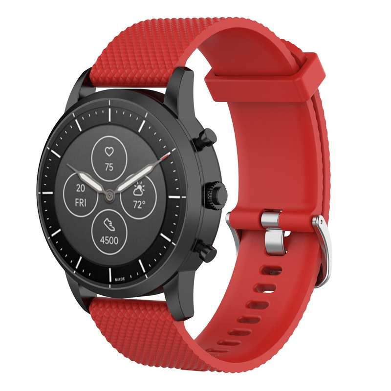 22mm Texture Silicone Wrist Strap Watch Band for Fossil Hybrid Smartwatch HR, Male Gen 4 Explorist H