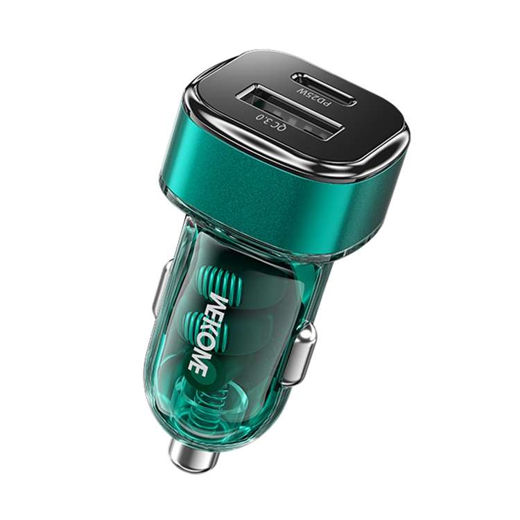 WK WP-C45 Vanguard Series Mecha Transparent USB+Type-C Fast Car Charger (Orange)