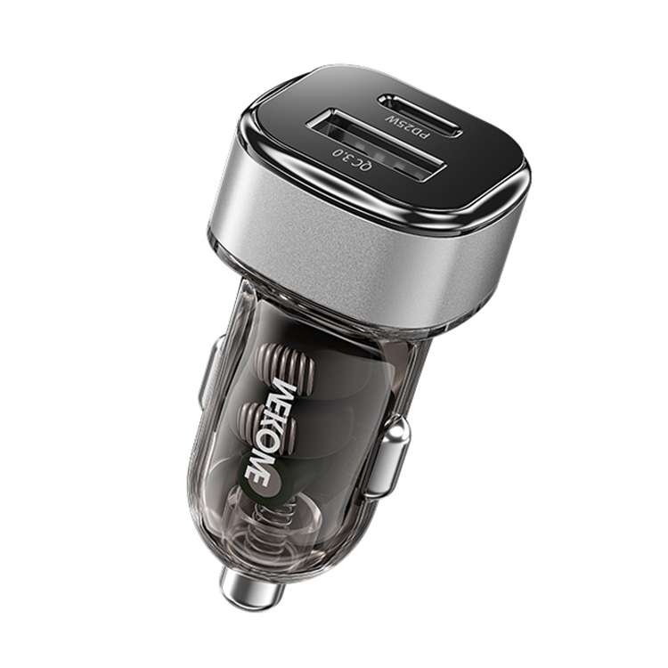 WK WP-C45 Vanguard Series Mecha Transparent USB+Type-C Fast Car Charger (Orange)