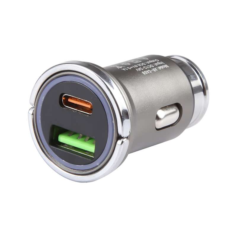 AR-CA08 12W 2A USB-C / Type-C + USB Ports Car Charger (Black)