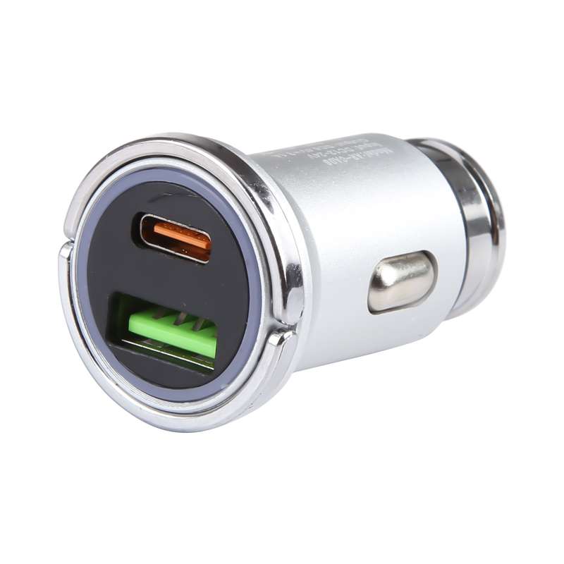 AR-CA08 12W 2A USB-C / Type-C + USB Ports Car Charger (Black)