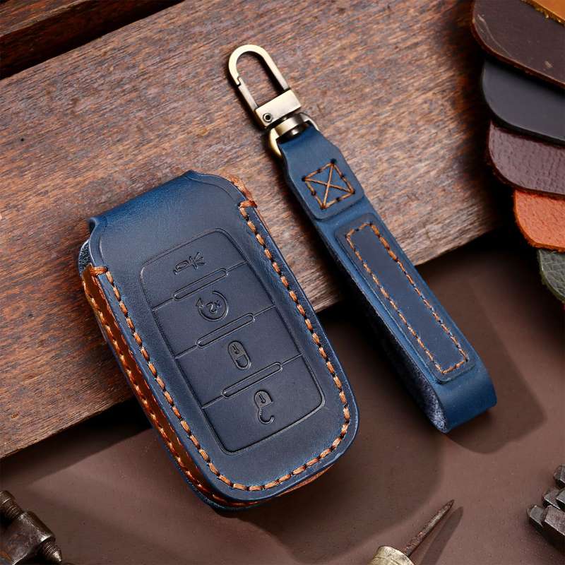 For Dodge Ram 4-button C161 Car Key Leather Protective Case (Black)
